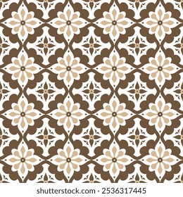 Brown and beige luxury vector seamless pattern. Ornament, Traditional, Ethnic, Arabic, Turkish, Indian motifs. Great for fabric and textile, wallpaper, packaging design or any desired idea.