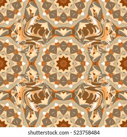 brown, beige mandalas. Dim. Kaleidoscope. Vector illustration.