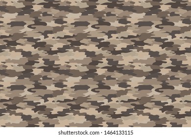Brown beige military color seamless print pattern. Army clothing. Vector illustration