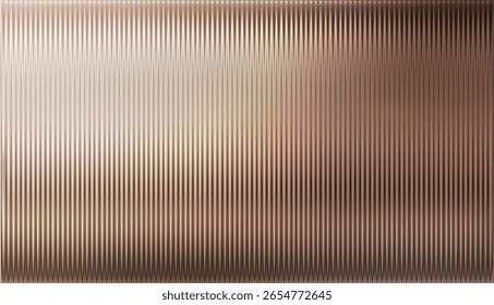 Brown beige orange ribbed glass. Vector ribbed glass texture background. Mesh gradient. acrylic ribbed bath surface. Reeded glass background semitransparent overlay. Bath wall window