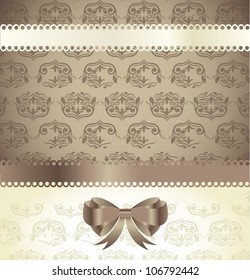 brown and beige ornaments with bow. vector illustration
