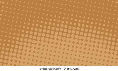 Brown beige pop art background in retro comic style with halftone dots design