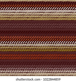 Brown and beige rug woven striped fabric seamless pattern, vector