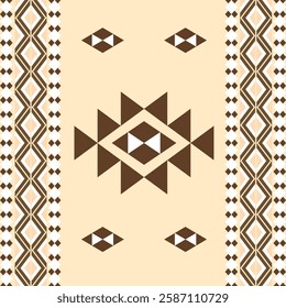 Brown and beige seamless Navajo, African, native American patterns. Ethnic ornament. Aztec style. Tribal motif. Vector illustration for carpet, edge, wallpaper, curtains, and textiles.