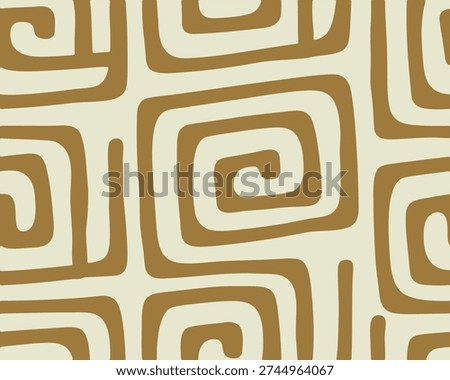 Brown and beige swirling maze pattern design element background texture, abstract shapes and lines forming a unique and visually appealing composition