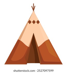 Brown and beige teepee standing on white background
