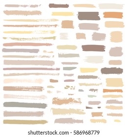 brown, beige vector brush strokes of paint on white background 