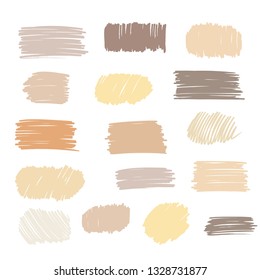 Brown, beige vector  strokes of marker on white background 
