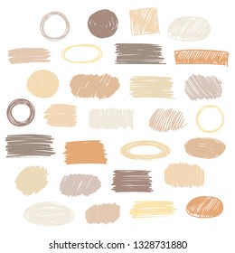 Brown, beige vector  strokes of marker on white background 
