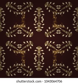Brown, beige and white and golden pattern. Elegant vector classic pattern. Seamless abstract background with repeating elements.