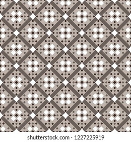 Brown beige white vector seamless geometric pattern with rhombus