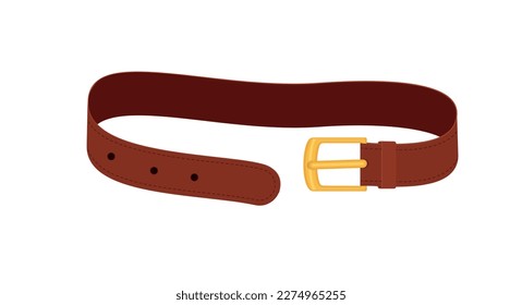 Brown belt with buttoned buckles isolated on white background. Clothing elements stylish accessories. Vector illustration of straps brown in cartoon flat style. Eps 10 svg