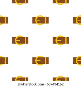 Brown belt with a gold round buckle pattern seamless flat style for web vector illustration