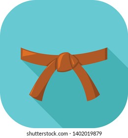 Brown Belt Rank Martial Arts Vector Flat Icon