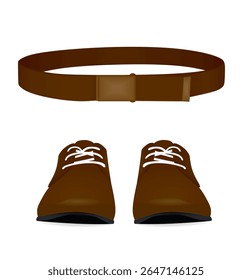 Brown belt and shoes. vector illustration	