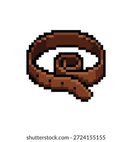 A brown belt-like leather strap slightly curled in 8-bit retro style.