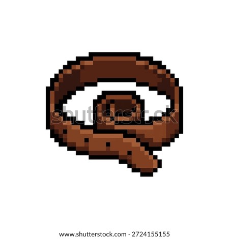 A brown belt-like leather strap slightly curled in 8-bit retro style.