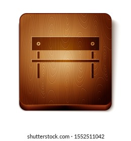 Brown Bench icon isolated on white background. Wooden square button. Vector Illustration