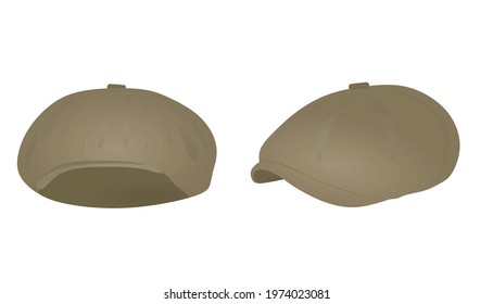 Brown beret cap. vector illustration