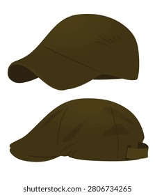 Brown beret cap. vector illustration