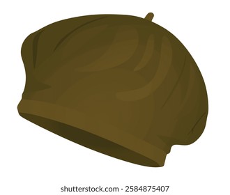 Brown beret hat. vector illustration