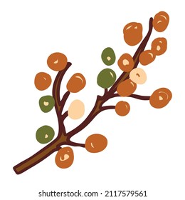 Brown berry brunch in doodle style. Vector element