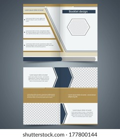 Brown bi-fold  brochure template design, business leaflet, booklet