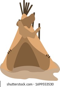 Brown big tipi. Native American Tipi vector. Wigwam art