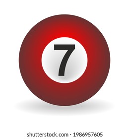 Brown Billiard ball, Pool Ball illustraion No 7 Number Seven Brown Color