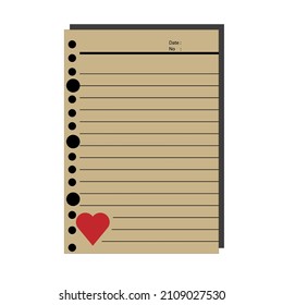 brown binder paper with heart
