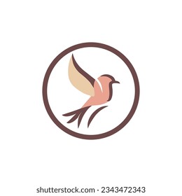 brown bird and circle logo vector design template svg