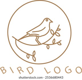 Diseño de ilustración de logotipo de pájaro marrón
