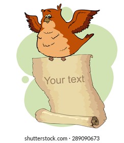 Brown bird with papyrus