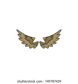 Brown bird wing cartoon icon for your design labels wing graphic and vector illustration