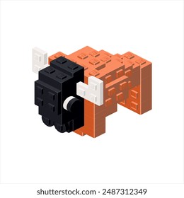 Brown bison in isometry. Vector illustration