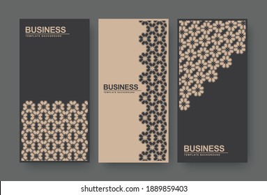 Brown and black abstract floral pattern banner