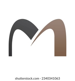 Brown and Black Arch Shaped Letter M Icon on a White Background