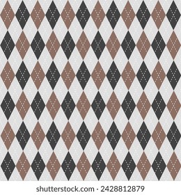 Brown and black argyle pattern. Argyle vector pattern. Argyle pattern. Seamless geometric pattern for clothing, wrapping paper, backdrop, background, gift card, sweater.	