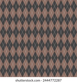 Brown and black argyle pattern. Argyle vector pattern. Argyle pattern. Seamless geometric pattern for clothing, wrapping paper, backdrop, background, gift card, sweater.