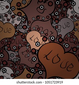 Brown, black and beige. Vector illustration. Texture background texture. Valentines day hearts.