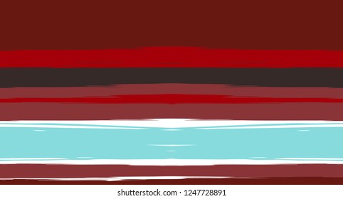 Brown, Black, Blue Vector Seamless Summer Pattern Funky Sailor Stripes. Simple Textured Horizontal Modern Lines, Paintbrush Male Fabric Design. Vector Watercolor Seamless Stripes Cute Background