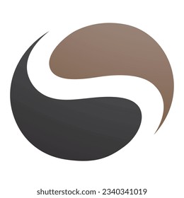Brown and Black Circle Shaped Letter S Icon on a White Background