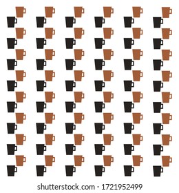 brown and black coffee mug pattern on white background