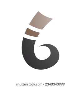 Letra marrón y negra de forma rayita de color curdo icono B en un fondo blanco