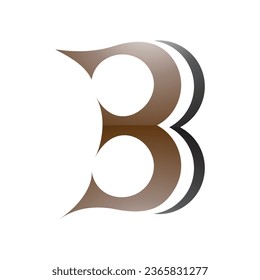 Brown and Black Curvy Glossy Letter B Icon Resembling Number 3 on a White Background