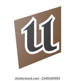 Brown and Black Distorted Square Shaped Letter U Icon on a White Background