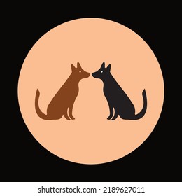 Brown and black dog  circle vector logo 