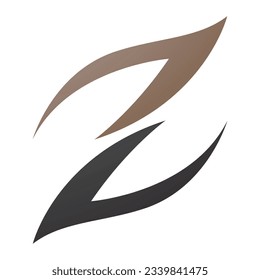 Brown and Black Fire Shaped Letter Z Icon on a White Background