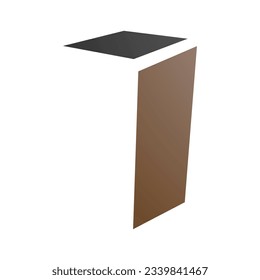 Brown and Black Folded Letter I Icon on a White Background