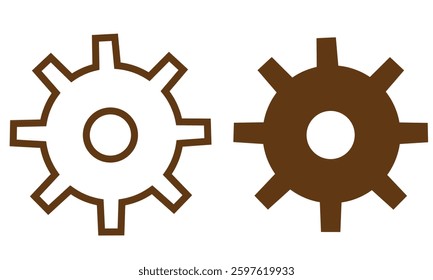 brown ,black Gear icon set. settings icon. cogs symbol. gear wheel mechanism. black outline and filled version. Gear symbol vector sign isolated on white background. New business idea, teamwork, eps10